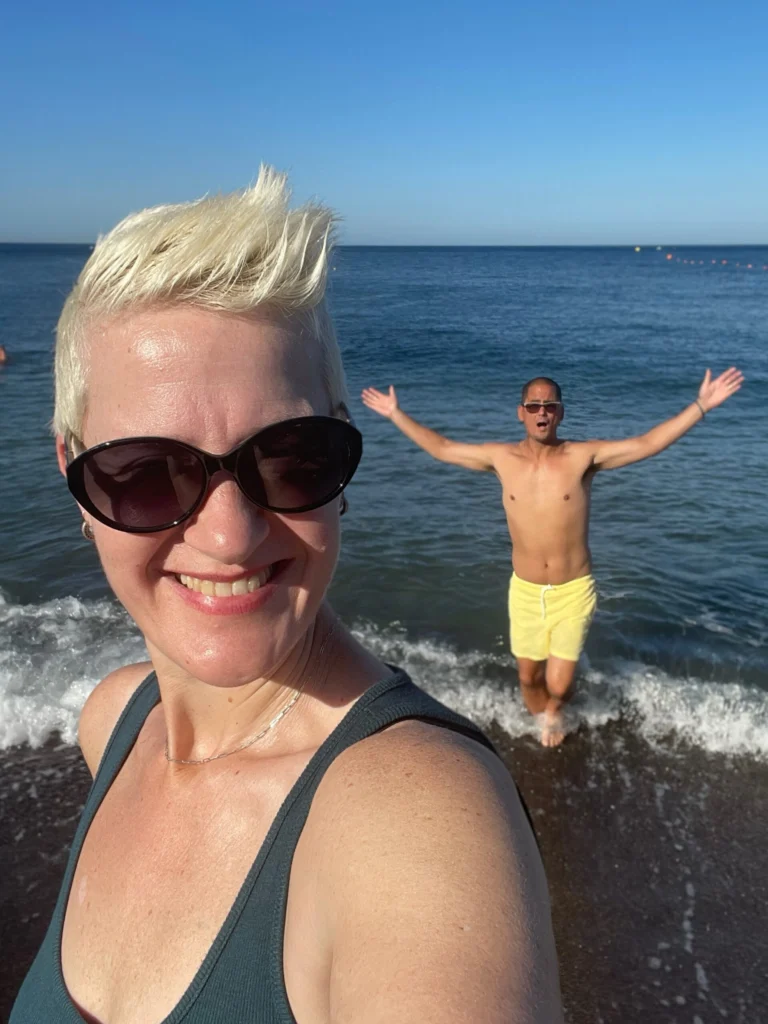 Shawn and Wendy on a beach in Greece