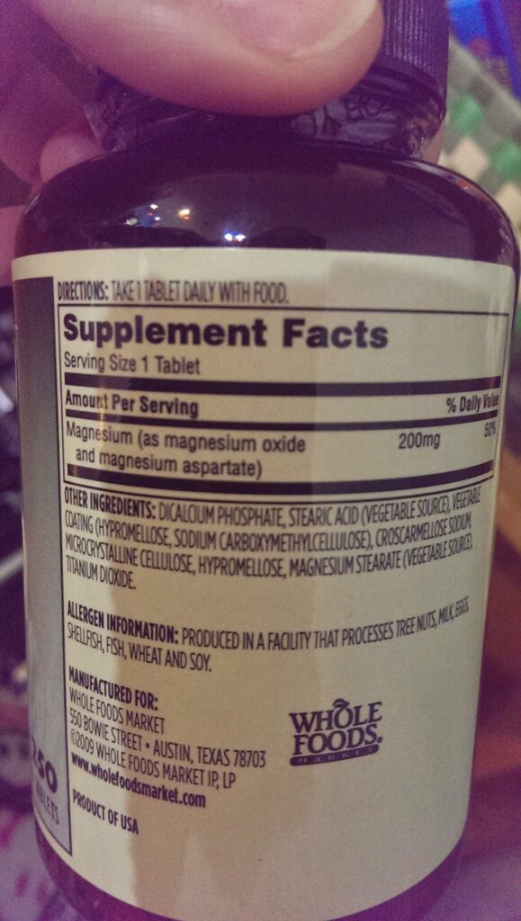 Read the labels on your magnesium bottles to make sure you have the right one 