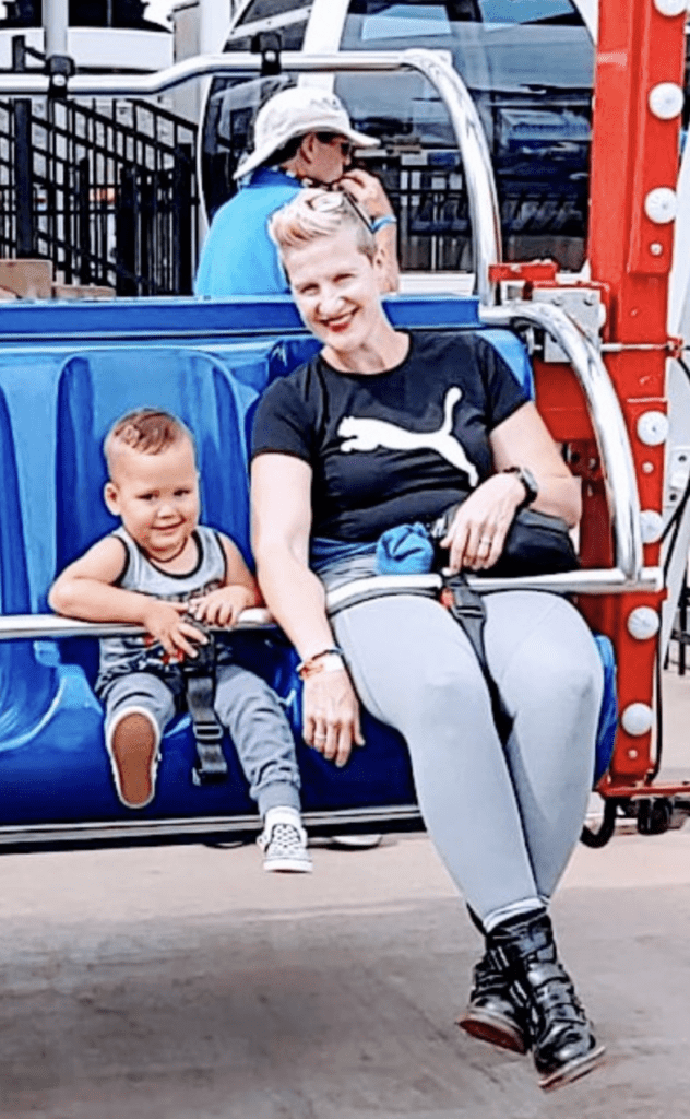 Menopause weight gain after I stopped nursing our son. I was 47 years old and I barely fit in the seat on this ride.