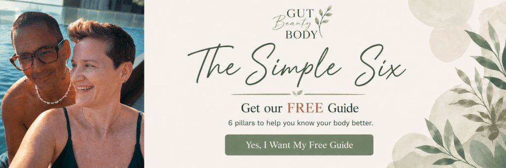 Premium infographic invitation for holistic health mailing list, featuring botanical illustrations and six wellness icons for adults over 50.