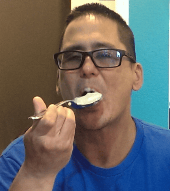 My husband typically overeats on sweets. He is typically really regimented with his food but every 4-5 days he goes on a sugar and dessert binge.